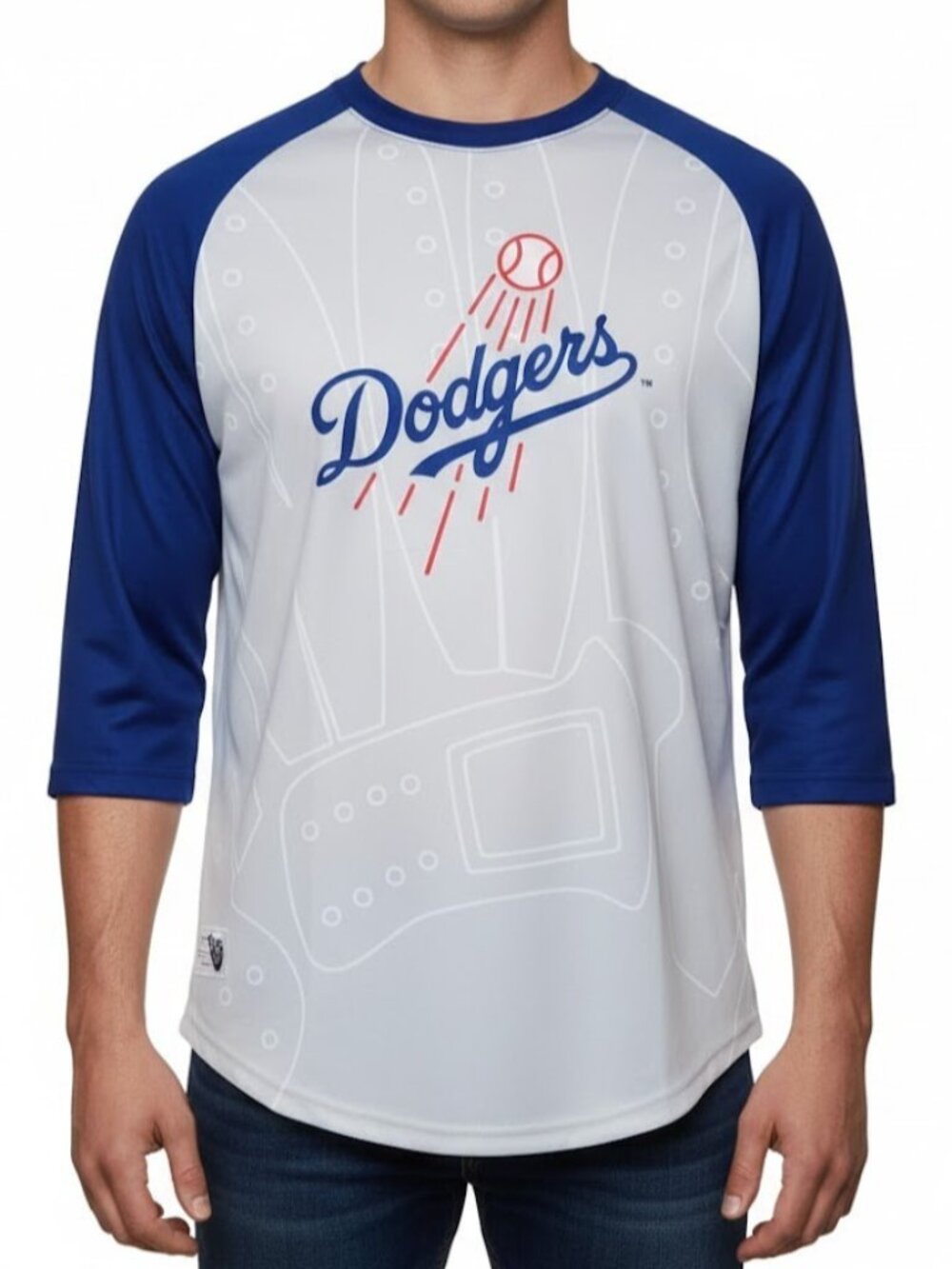 2017 LA Dodgers Sports Crate MLB Mens Shirt Medium 3/4 Raglan Sleeve Gray Blue
